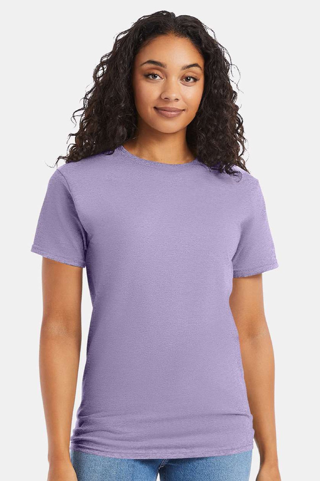 Hanes 5280 Mens Essential-T Short Sleeve Crewneck T-Shirt Lavender Purple Model Front
