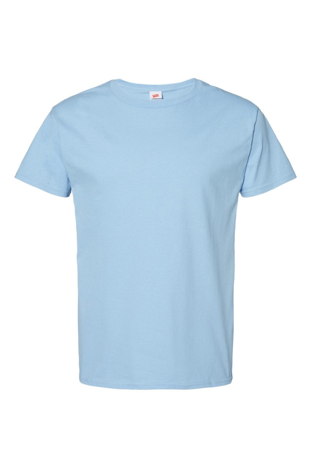 Hanes 5280 Mens Essential-T Short Sleeve Crewneck T-Shirt Light Blue Flat Front