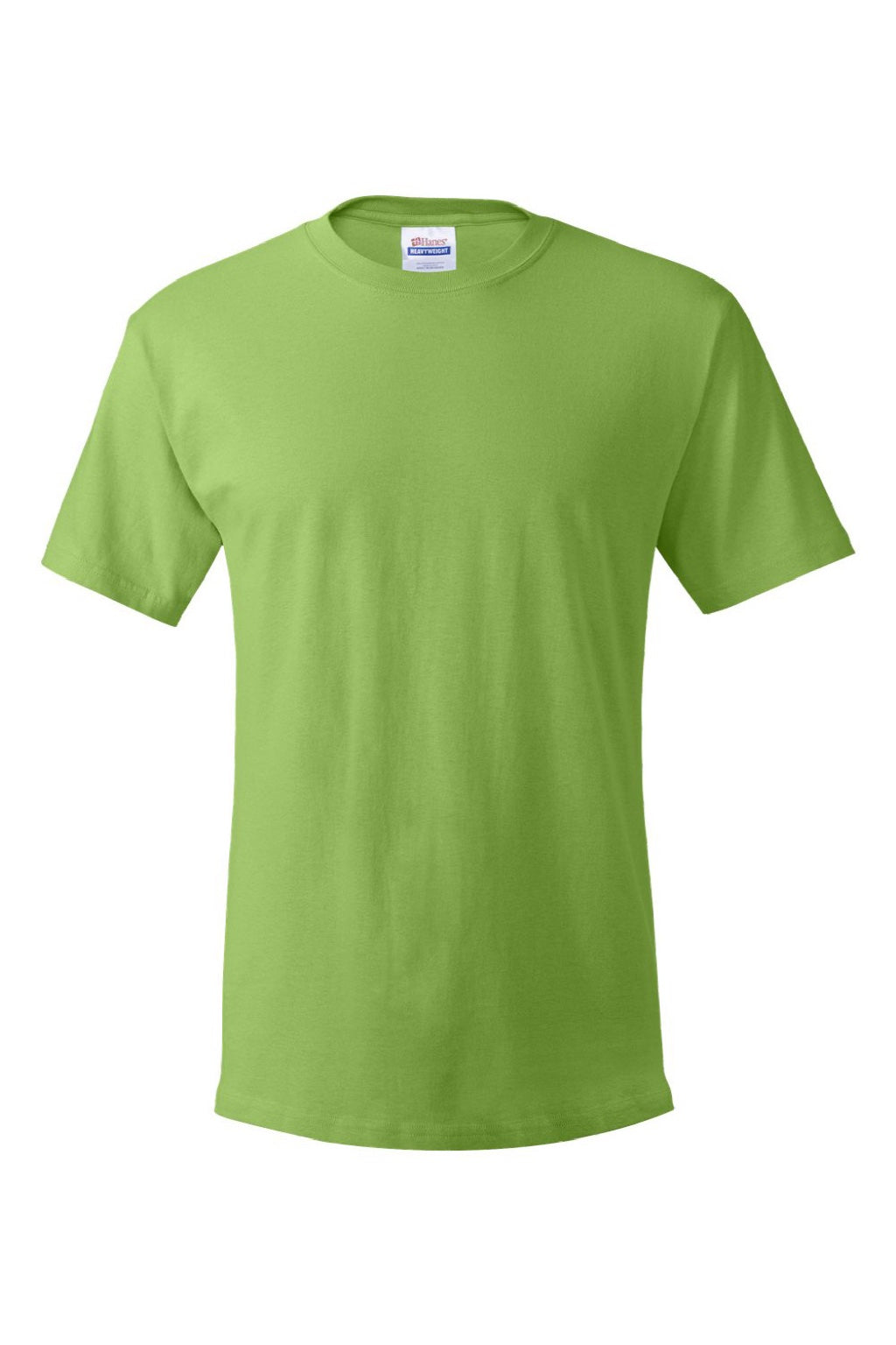 Hanes 5280 Mens Essential-T Short Sleeve Crewneck T-Shirt Lime Green Flat Front