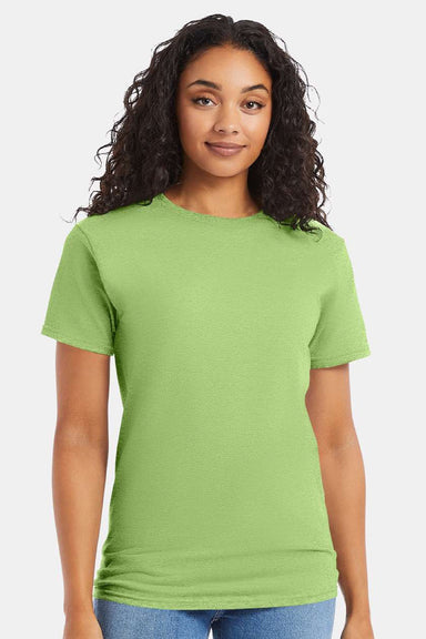 Hanes 5280 Mens Essential-T Short Sleeve Crewneck T-Shirt Lime Green Model Front