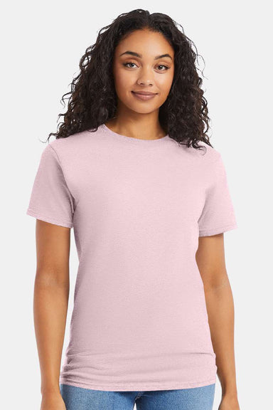 Hanes 5280 Mens Essential-T Short Sleeve Crewneck T-Shirt Pale Pink Model Front