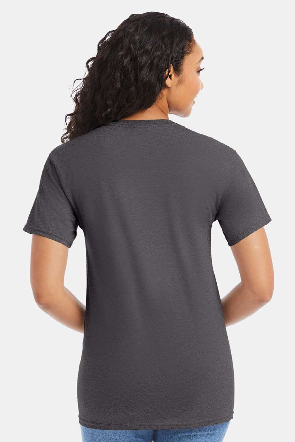 Hanes 5280 Mens Essential-T Short Sleeve Crewneck T-Shirt Smoke Grey Model Back