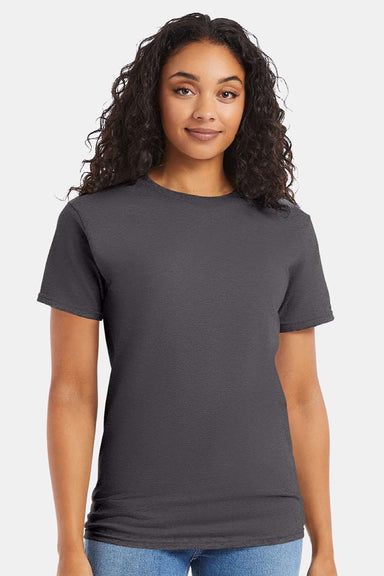 Hanes 5280 Mens Essential-T Short Sleeve Crewneck T-Shirt Smoke Grey Model Front