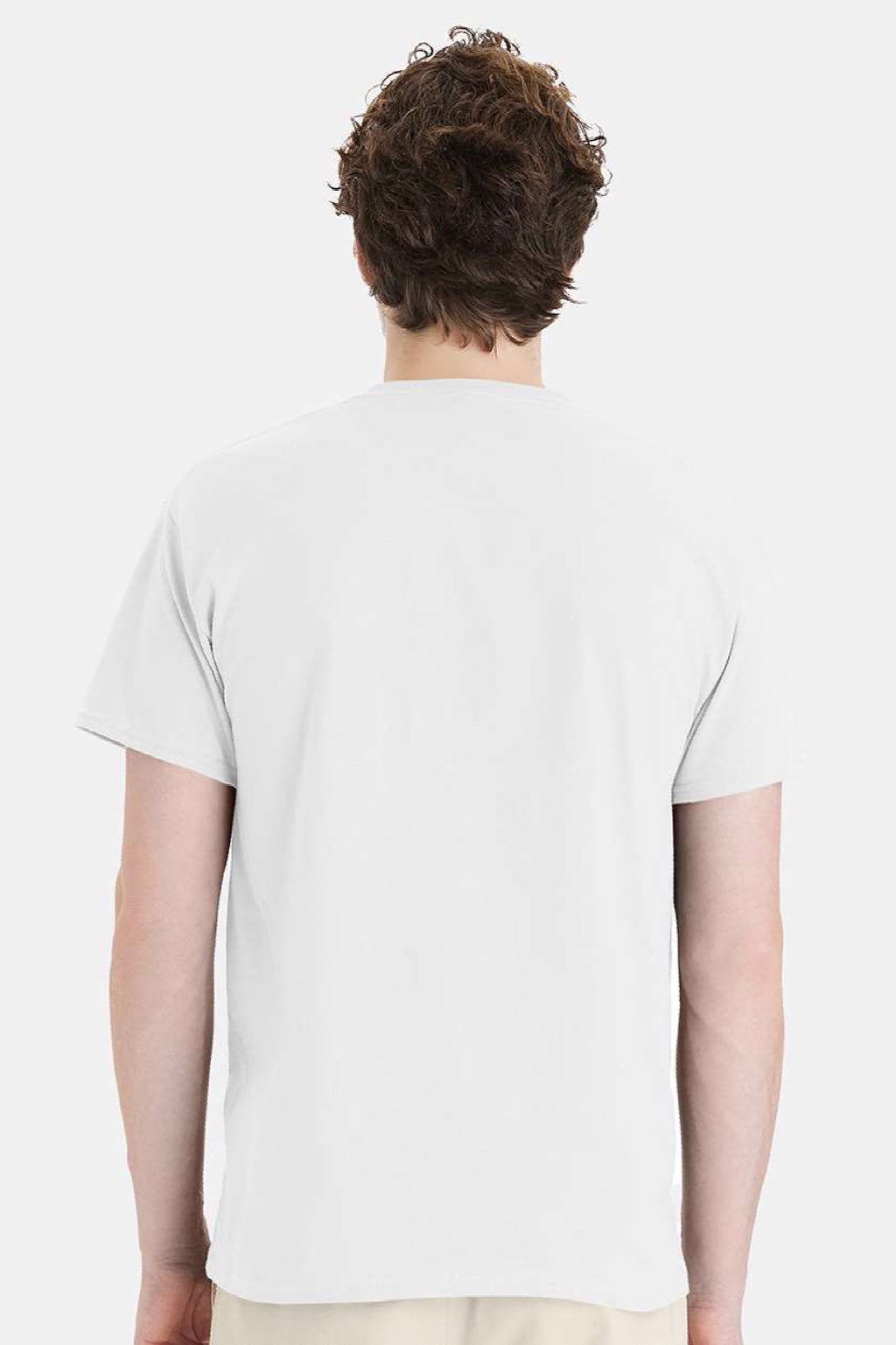 Hanes 5280 Mens Essential-T Short Sleeve Crewneck T-Shirt White Model Back