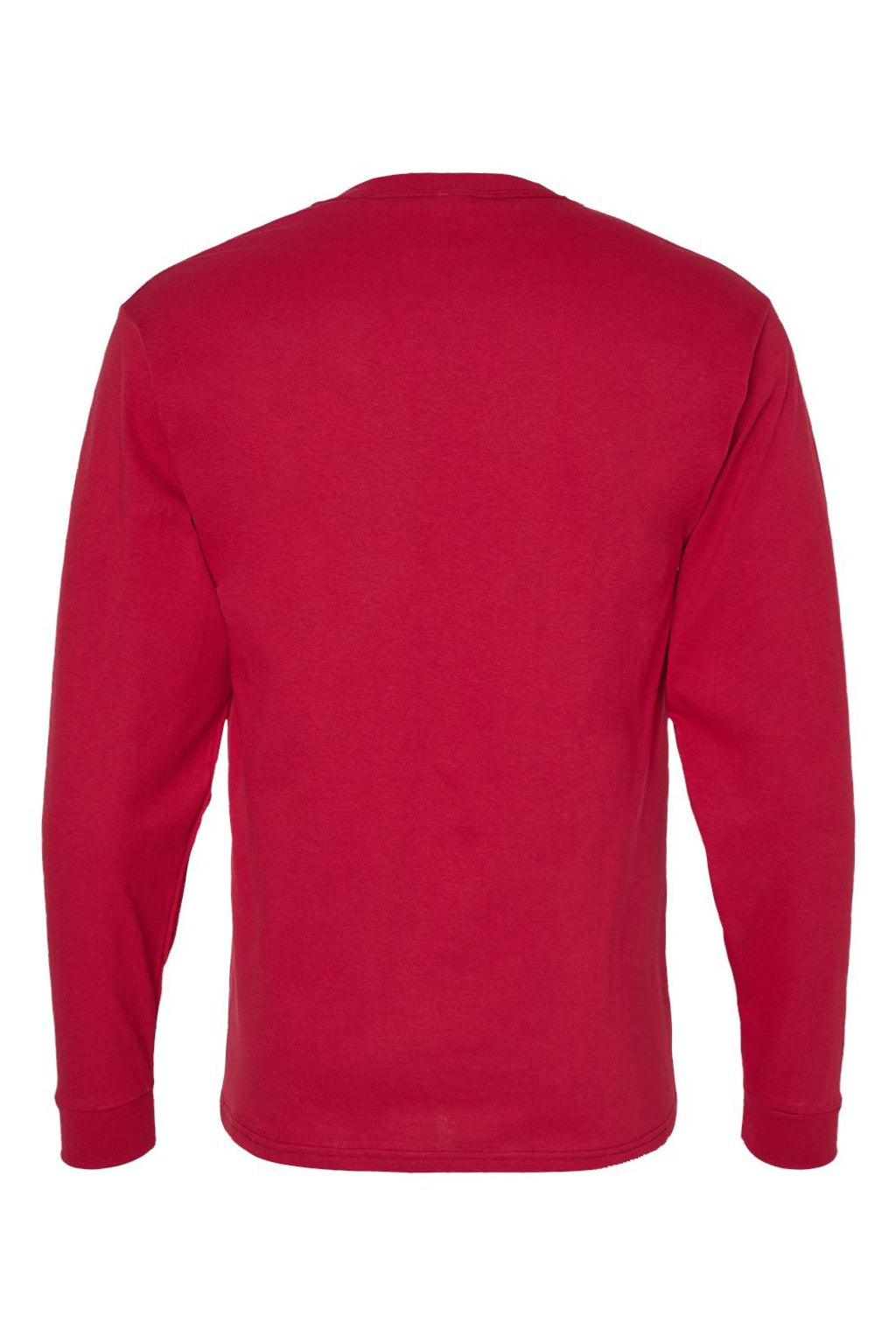 Hanes 5286 Mens Essential-T Long Sleeve Crewneck T-Shirt Athletic Crimson Red Flat Back