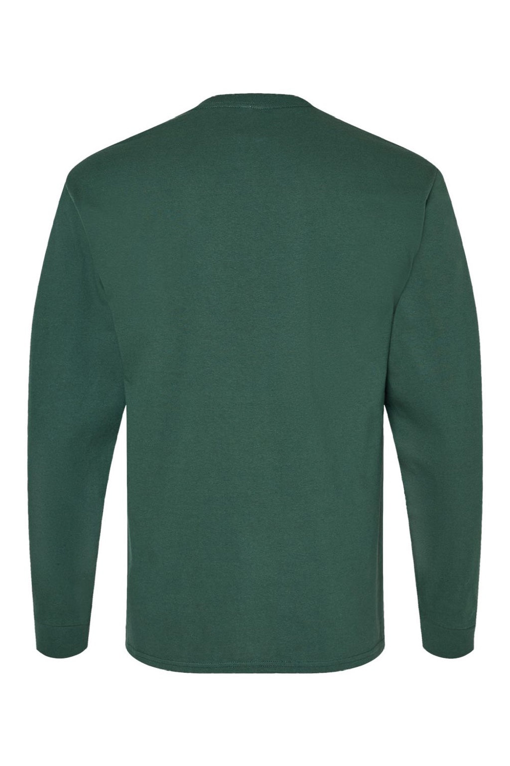 Hanes 5286 Mens Essential-T Long Sleeve Crewneck T-Shirt Athletic Dark Green Flat Back