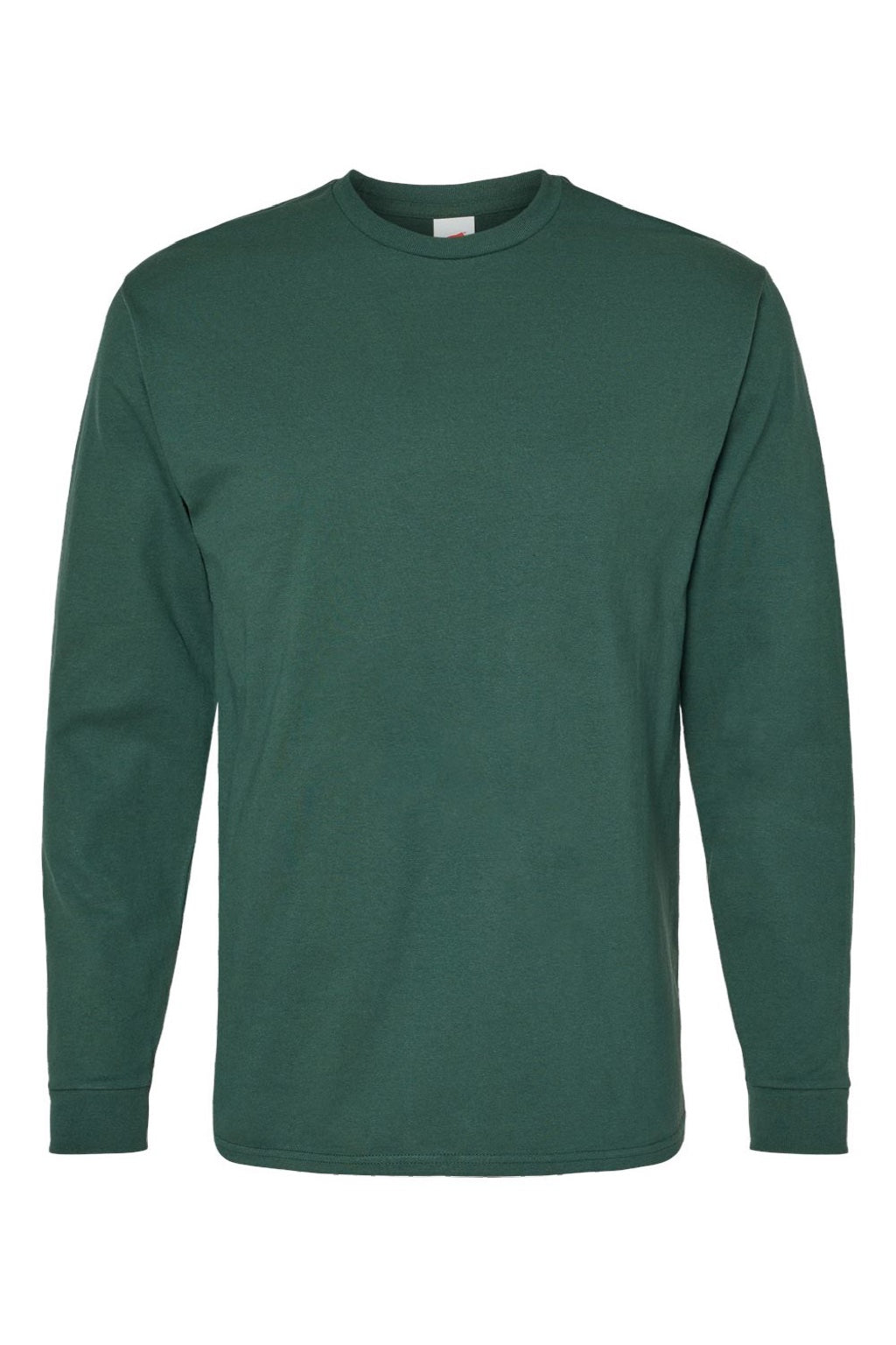 Hanes 5286 Mens Essential-T Long Sleeve Crewneck T-Shirt Athletic Dark Green Flat Front
