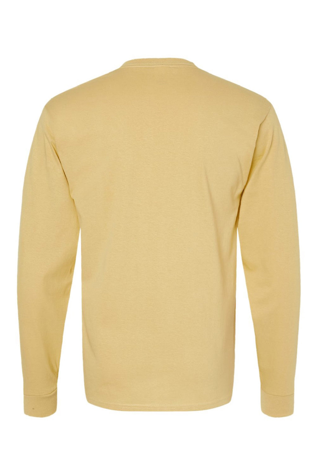 Hanes 5286 Mens Essential-T Long Sleeve Crewneck T-Shirt Athletic Gold Flat Back