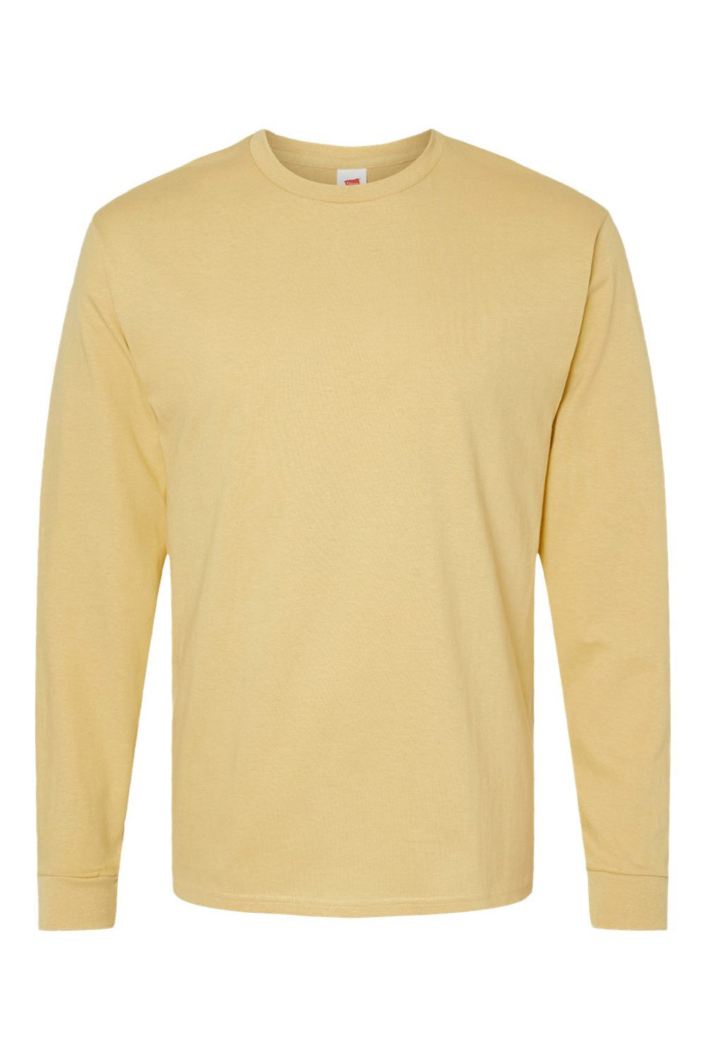 Hanes 5286 Mens Essential-T Long Sleeve Crewneck T-Shirt Athletic Gold Flat Front