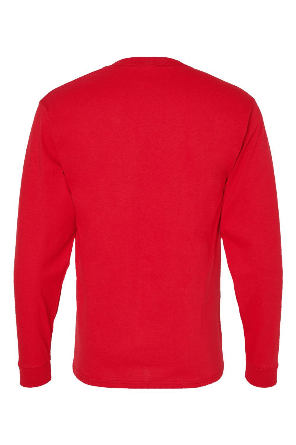 Hanes 5286 Mens Essential-T Long Sleeve Crewneck T-Shirt Athletic Red Flat Back