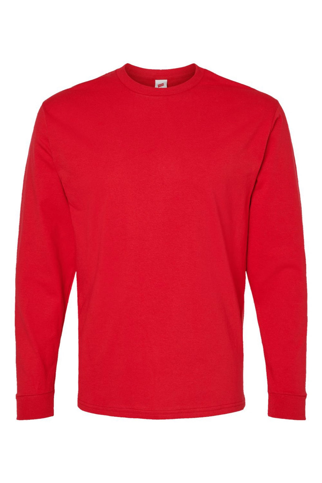 Hanes 5286 Mens Essential-T Long Sleeve Crewneck T-Shirt Athletic Red Flat Front