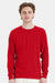 Hanes 5286 Mens Essential-T Long Sleeve Crewneck T-Shirt Athletic Red Model Front