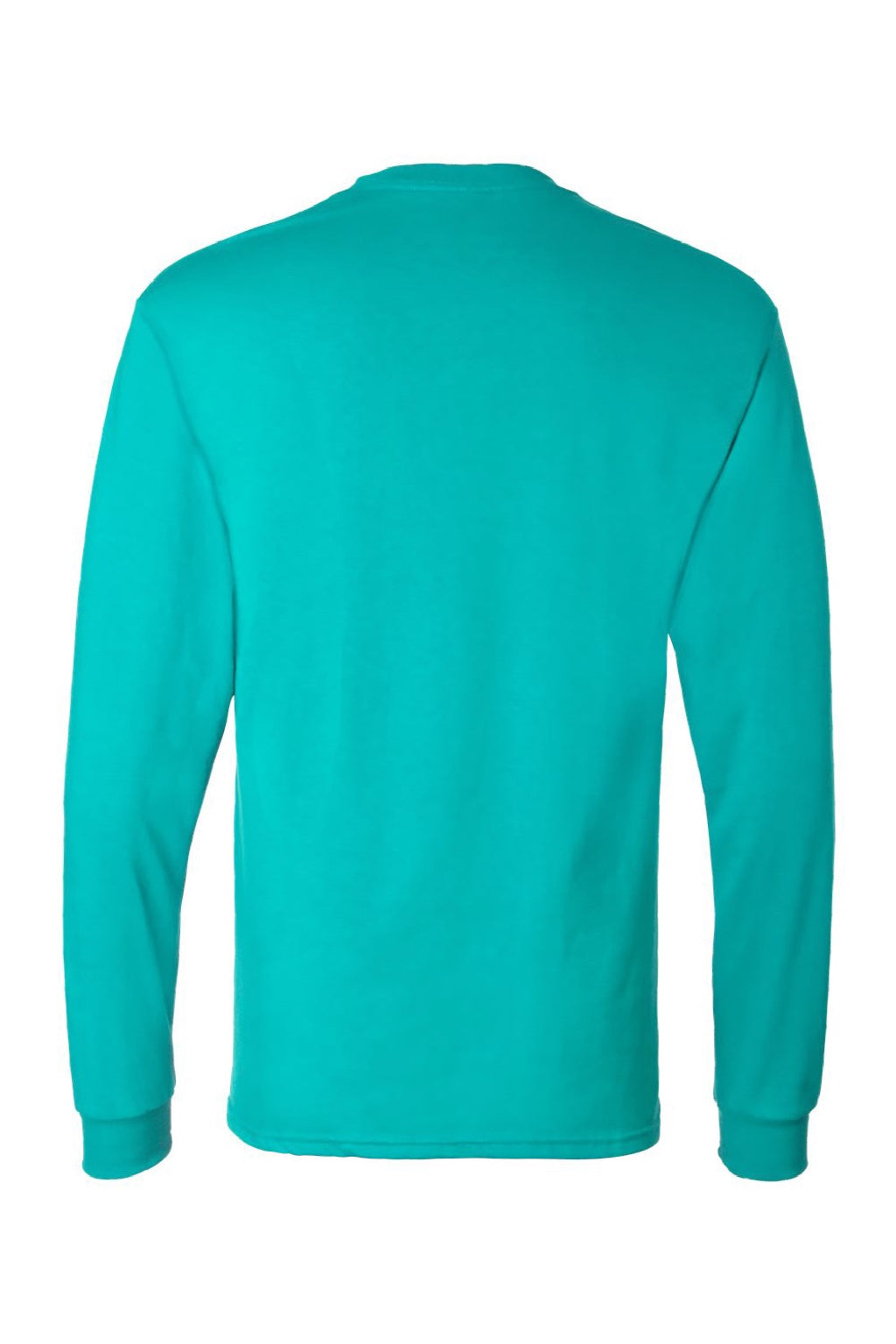Hanes 5286 Mens Essential-T Long Sleeve Crewneck T-Shirt Athletic Teal Green Flat Back