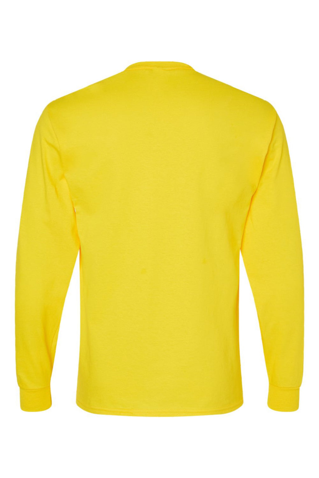 Hanes 5286 Mens Essential-T Long Sleeve Crewneck T-Shirt Athletic Yellow Flat Back
