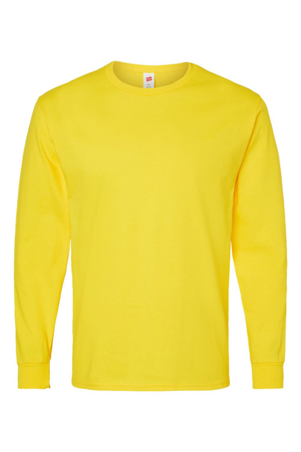 Hanes 5286 Mens Essential-T Long Sleeve Crewneck T-Shirt Athletic Yellow Flat Front