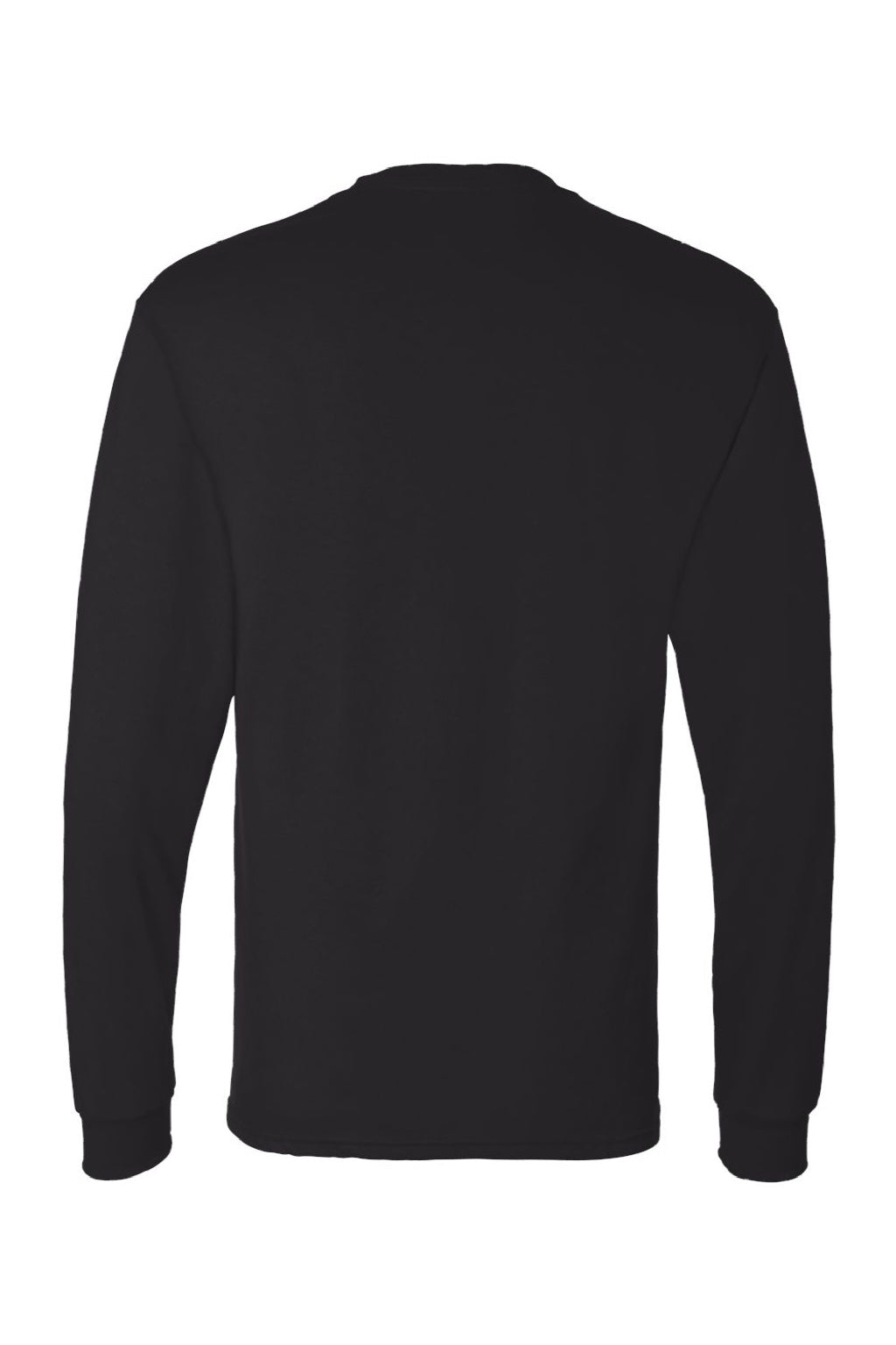 Hanes 5286 Mens Essential-T Long Sleeve Crewneck T-Shirt Black Flat Back