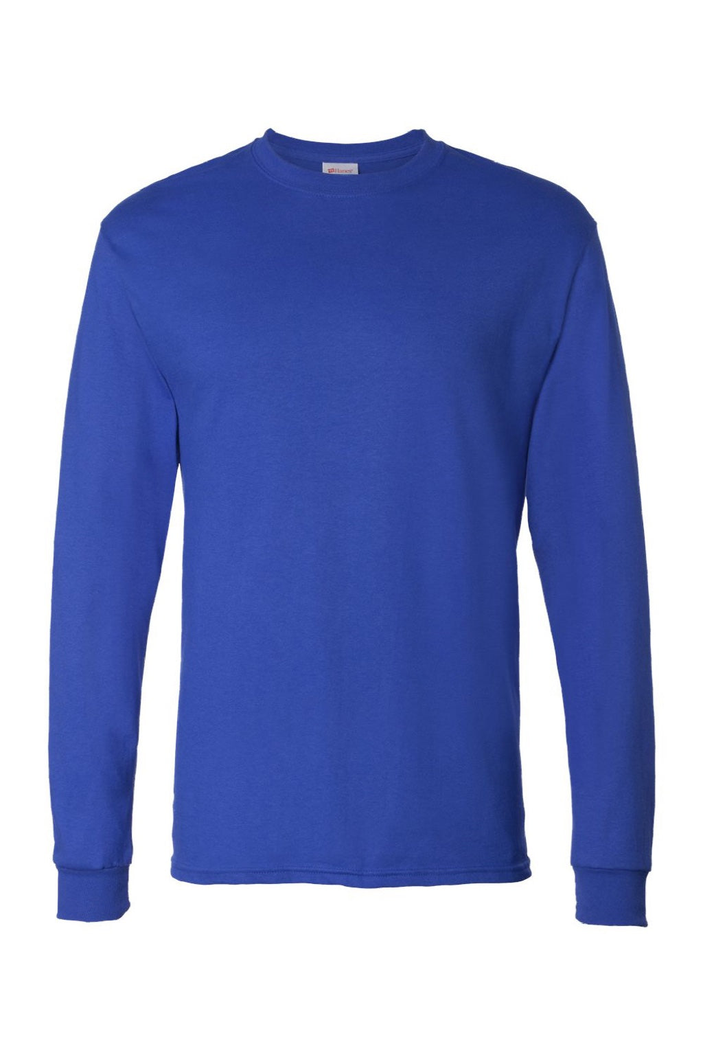 Hanes 5286 Mens Essential-T Long Sleeve Crewneck T-Shirt Deep Royal Blue Flat Front