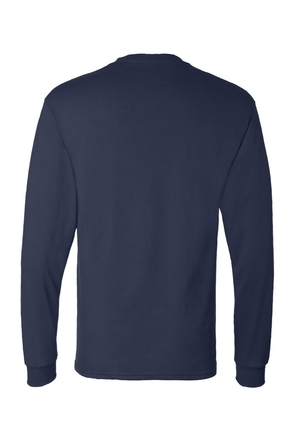 Hanes 5286 Mens Essential-T Long Sleeve Crewneck T-Shirt Navy Blue Flat Back