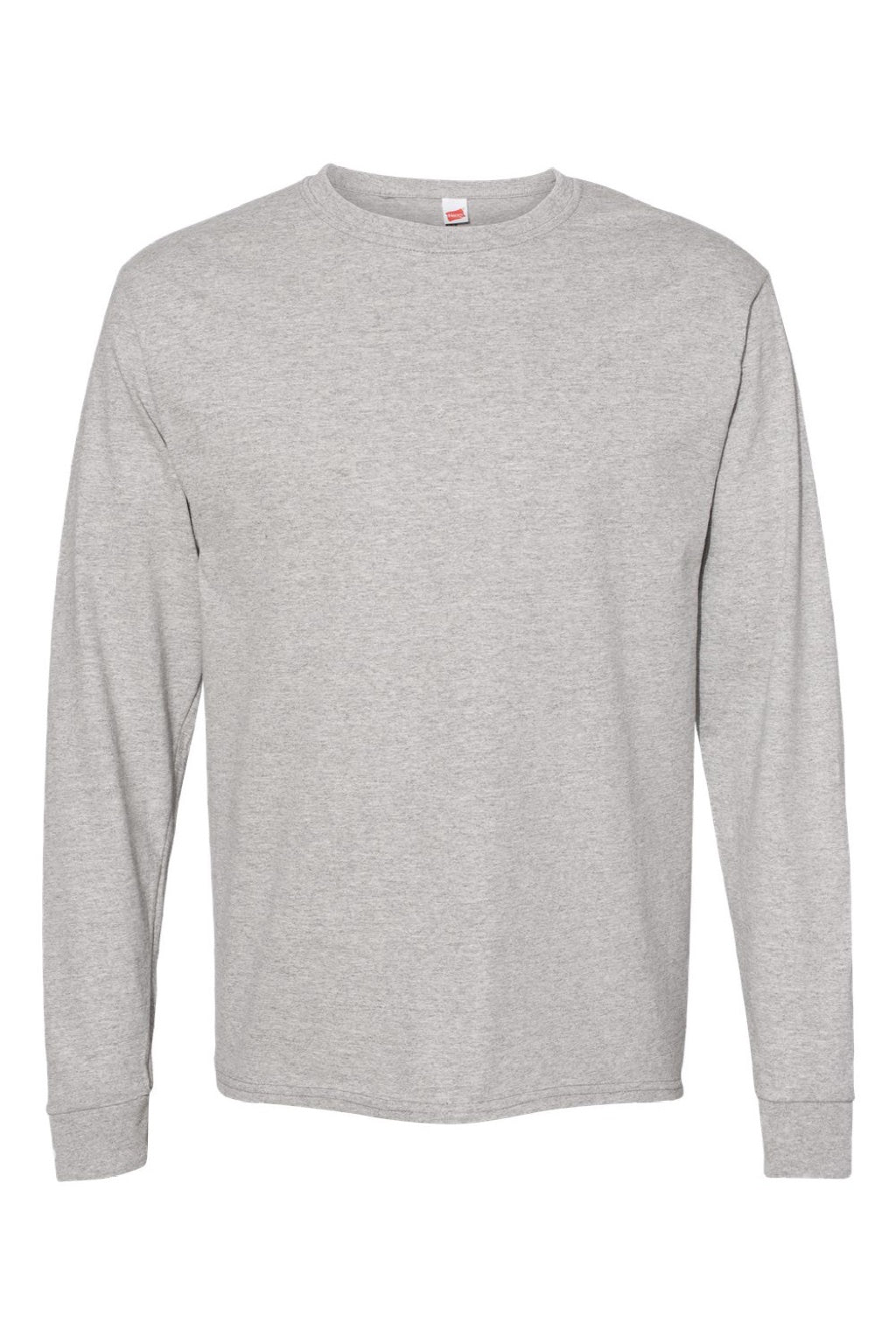 Hanes 5286 Mens Essential-T Long Sleeve Crewneck T-Shirt Oxford Grey Flat Front