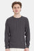 Hanes 5286 Mens Essential-T Long Sleeve Crewneck T-Shirt Smoke Grey Model Front