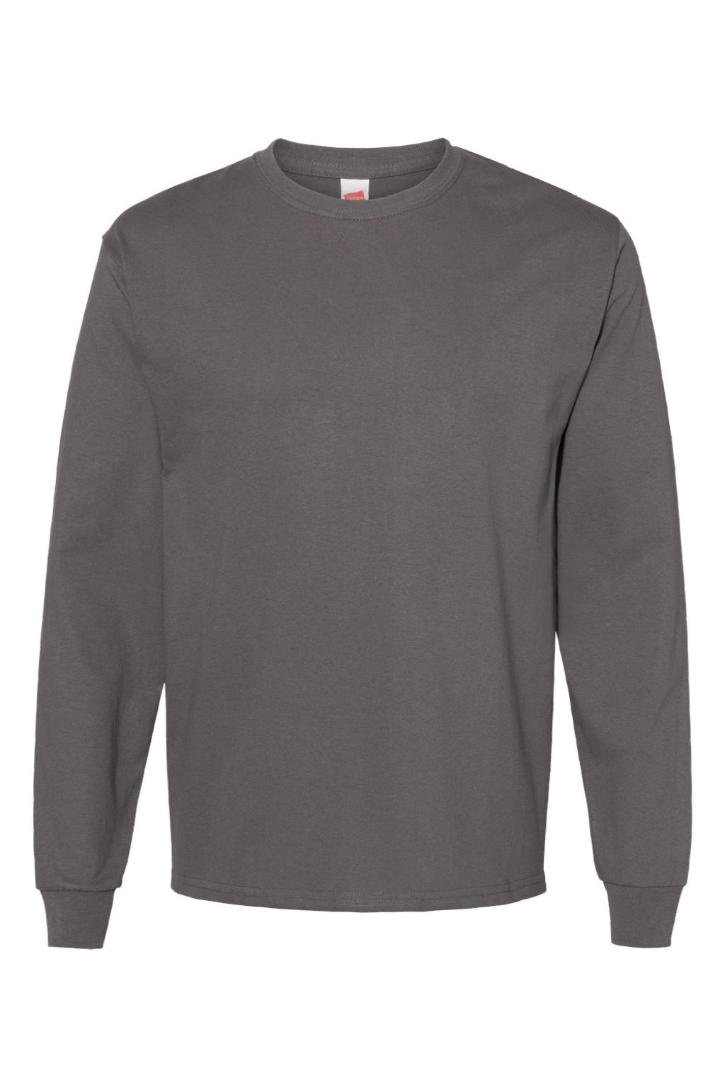 Hanes 5286 Mens Essential-T Long Sleeve Crewneck T-Shirt Smoke Grey Flat Front