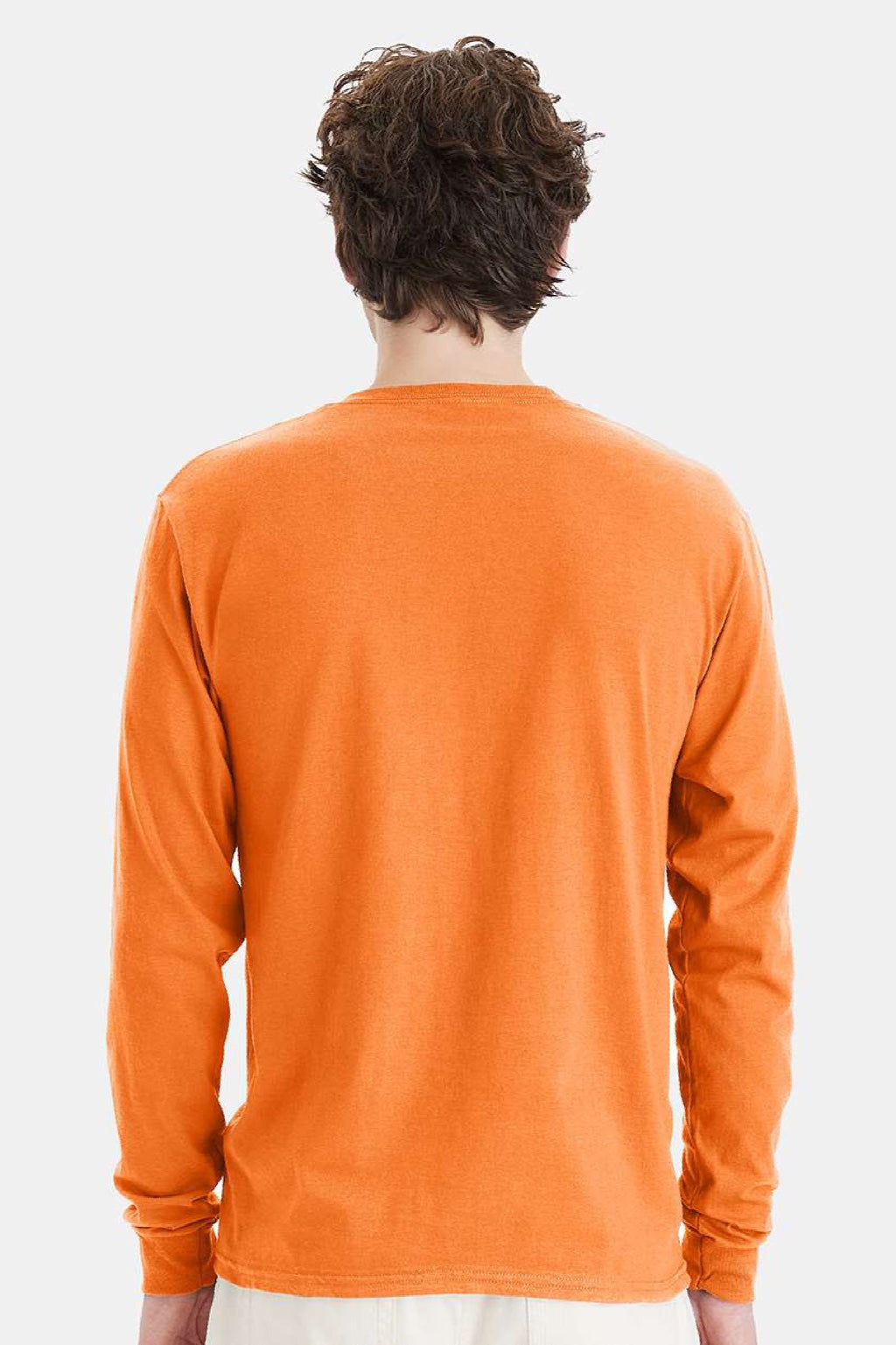 Hanes 5286 Mens Essential-T Long Sleeve Crewneck T-Shirt Tennessee Orange Model Back