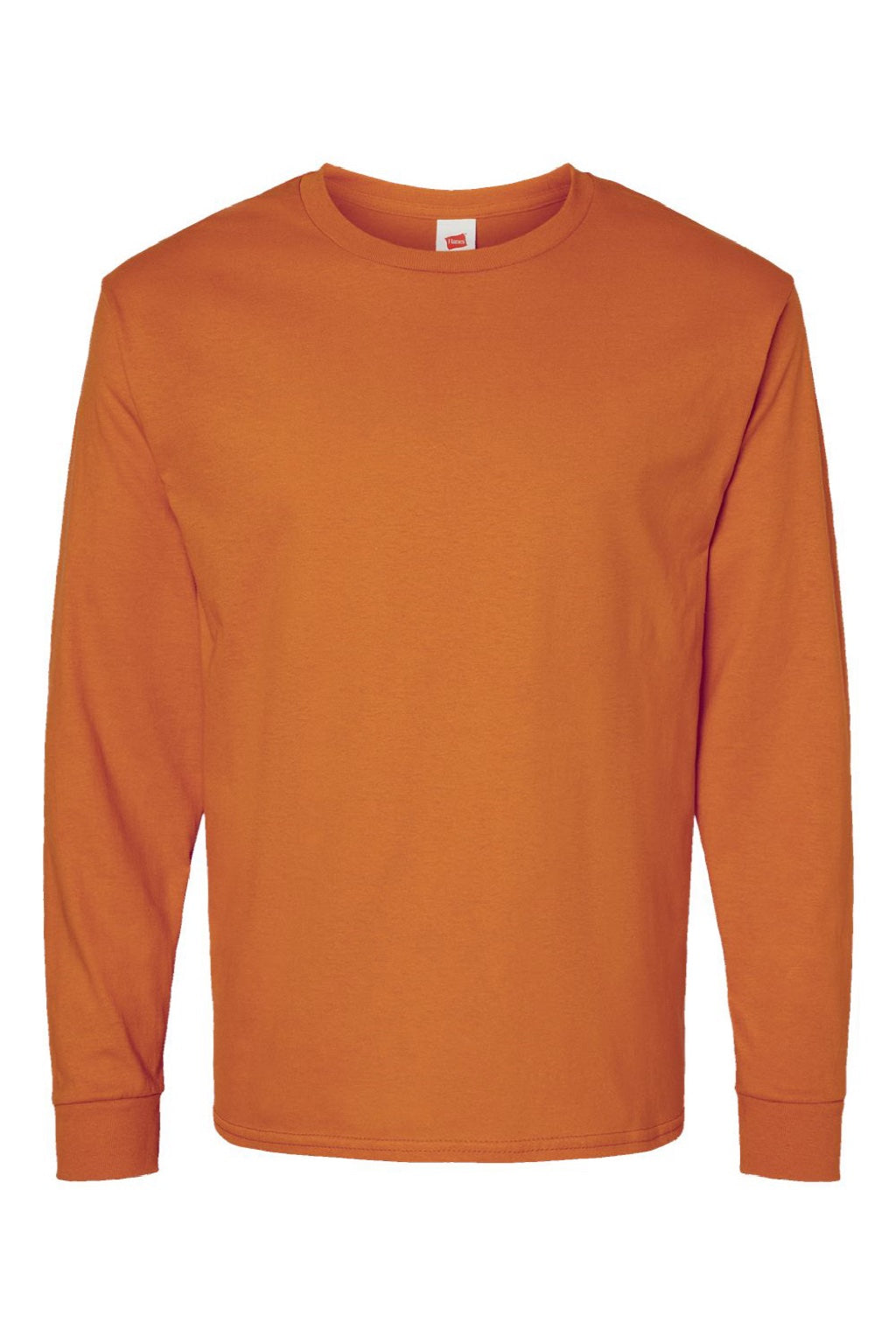 Hanes 5286 Mens Essential-T Long Sleeve Crewneck T-Shirt Texas Orange Flat Front