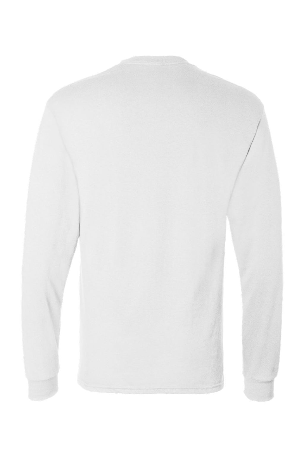 Hanes 5286 Mens Essential-T Long Sleeve Crewneck T-Shirt White Flat Back