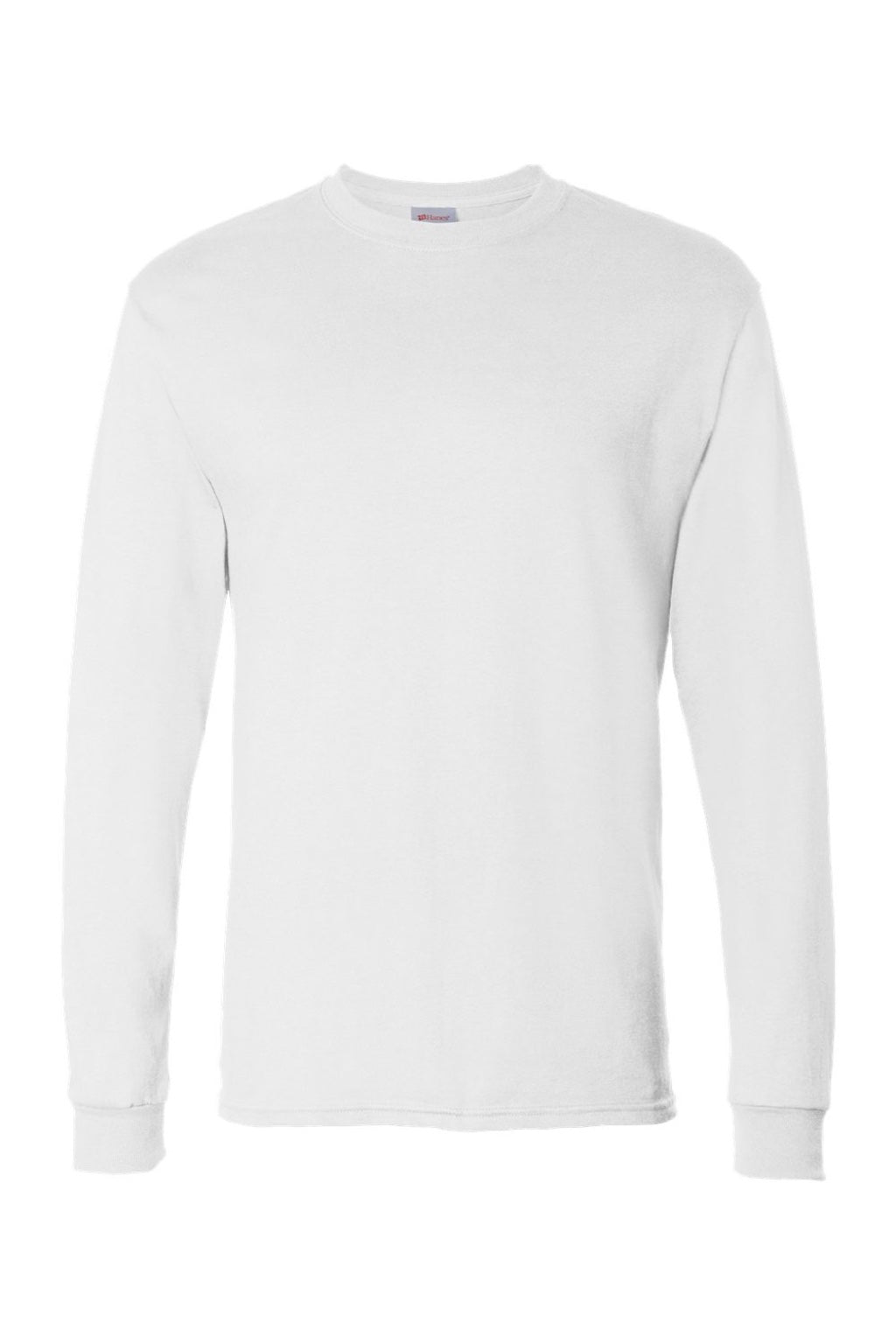 Hanes 5286 Mens Essential-T Long Sleeve Crewneck T-Shirt White Flat Front