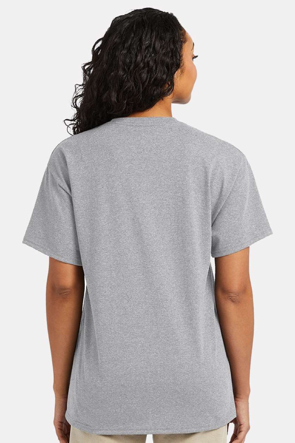 Hanes 5290P Mens Essential Short Sleeve Crewneck T-Shirt w/ Pocket Light Steel Grey Model Back