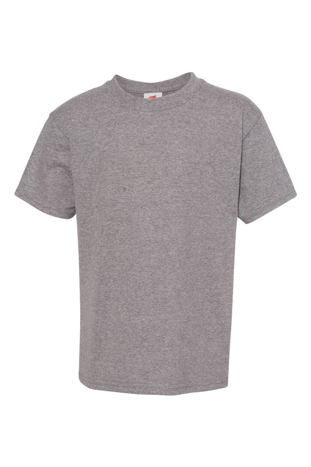 Hanes 5370 Youth EcoSmart Short Sleeve Crewneck T-Shirt Oxford Grey Flat Front