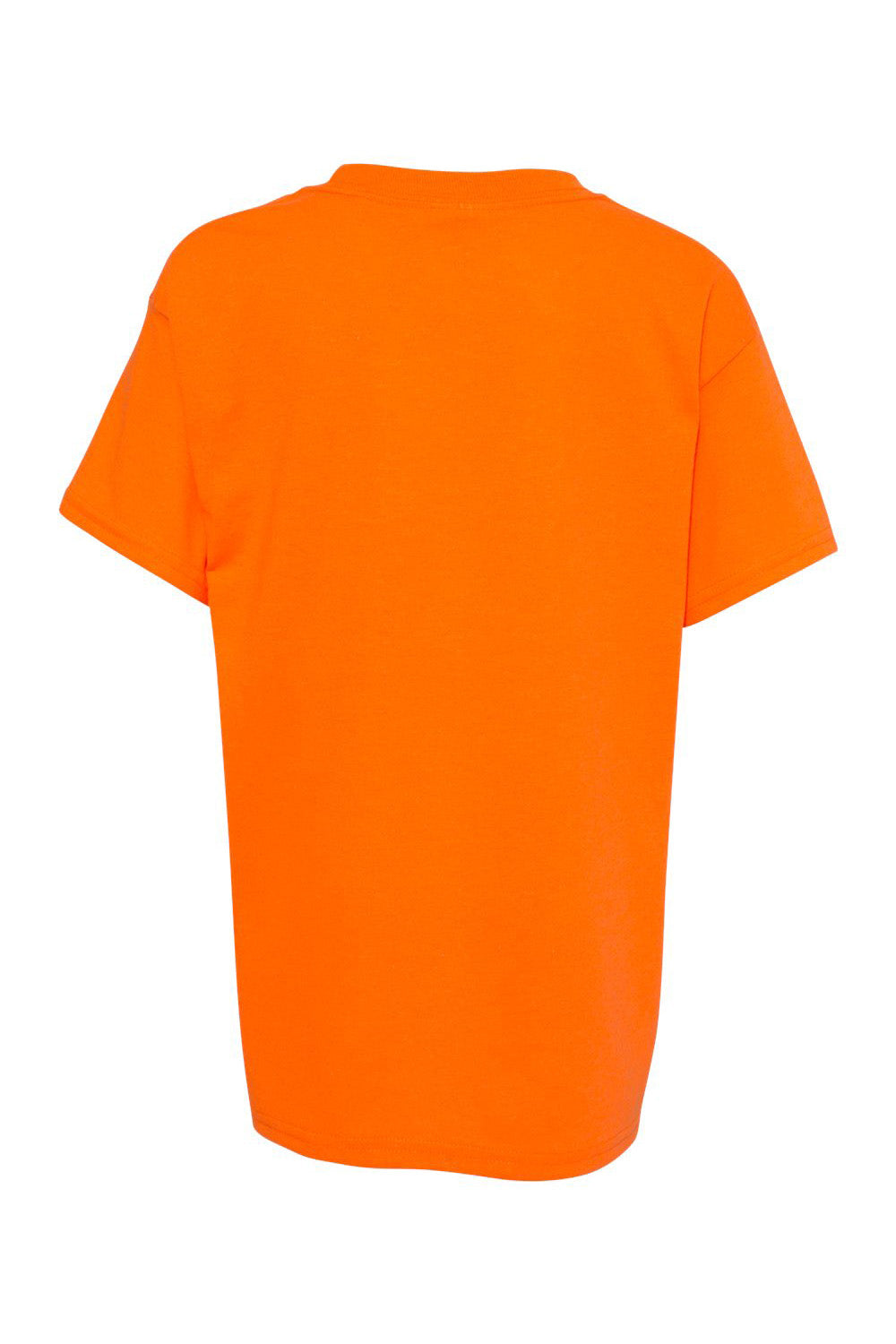Hanes 5370 Youth EcoSmart Short Sleeve Crewneck T-Shirt Safety Orange Flat Back