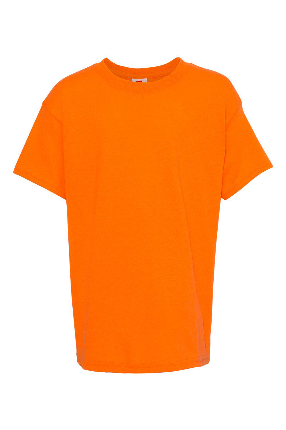 Hanes 5370 Youth EcoSmart Short Sleeve Crewneck T-Shirt Safety Orange Flat Front
