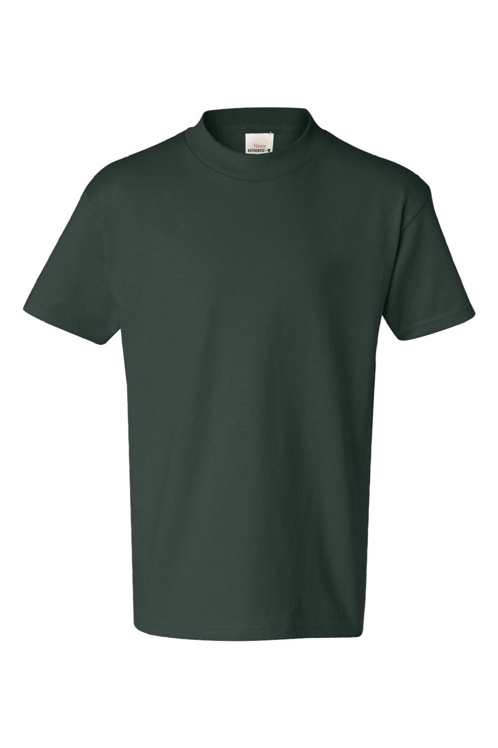Hanes 5450 Youth Authentic Short Sleeve Crewneck T-Shirt Deep Forest Green Flat Front