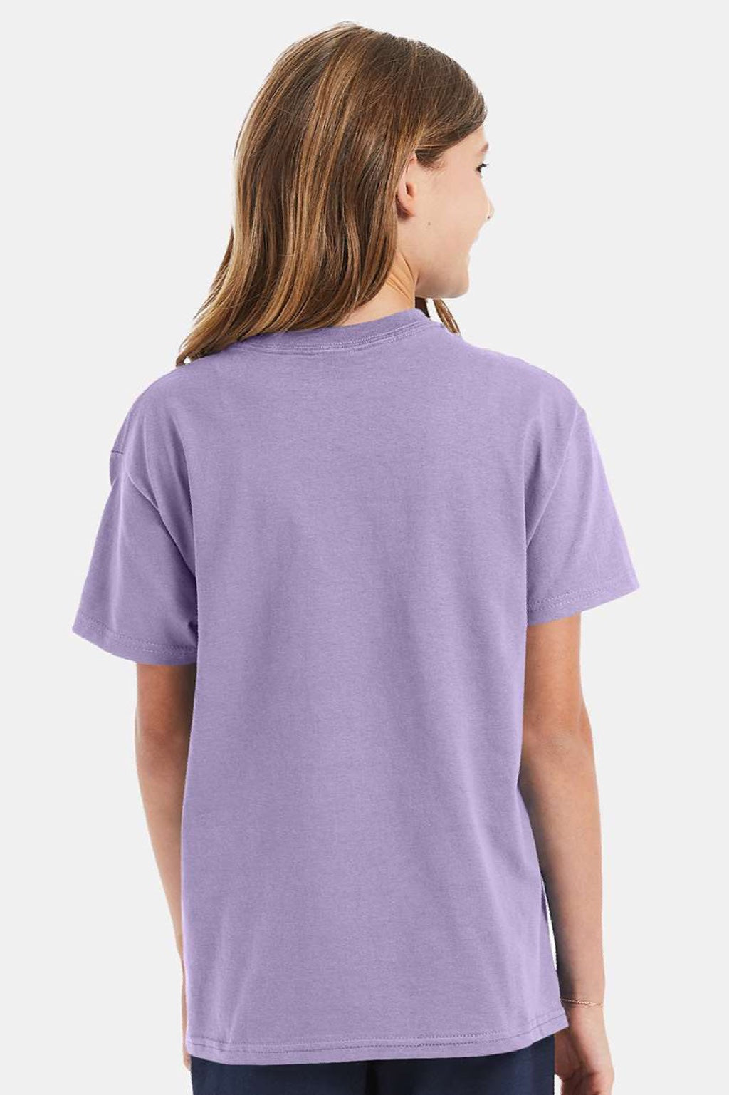 Hanes 5450 Youth Authentic Short Sleeve Crewneck T-Shirt Lavender Purple Model Back