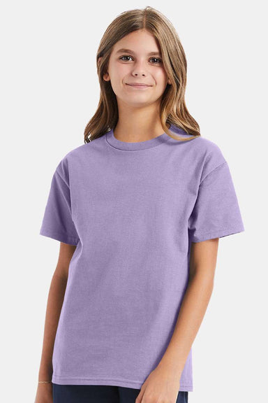 Hanes 5450 Youth Authentic Short Sleeve Crewneck T-Shirt Lavender Purple Model Front