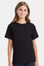 Hanes 5480 Youth Essential-T Short Sleeve Crewneck T-Shirt Black Model Front