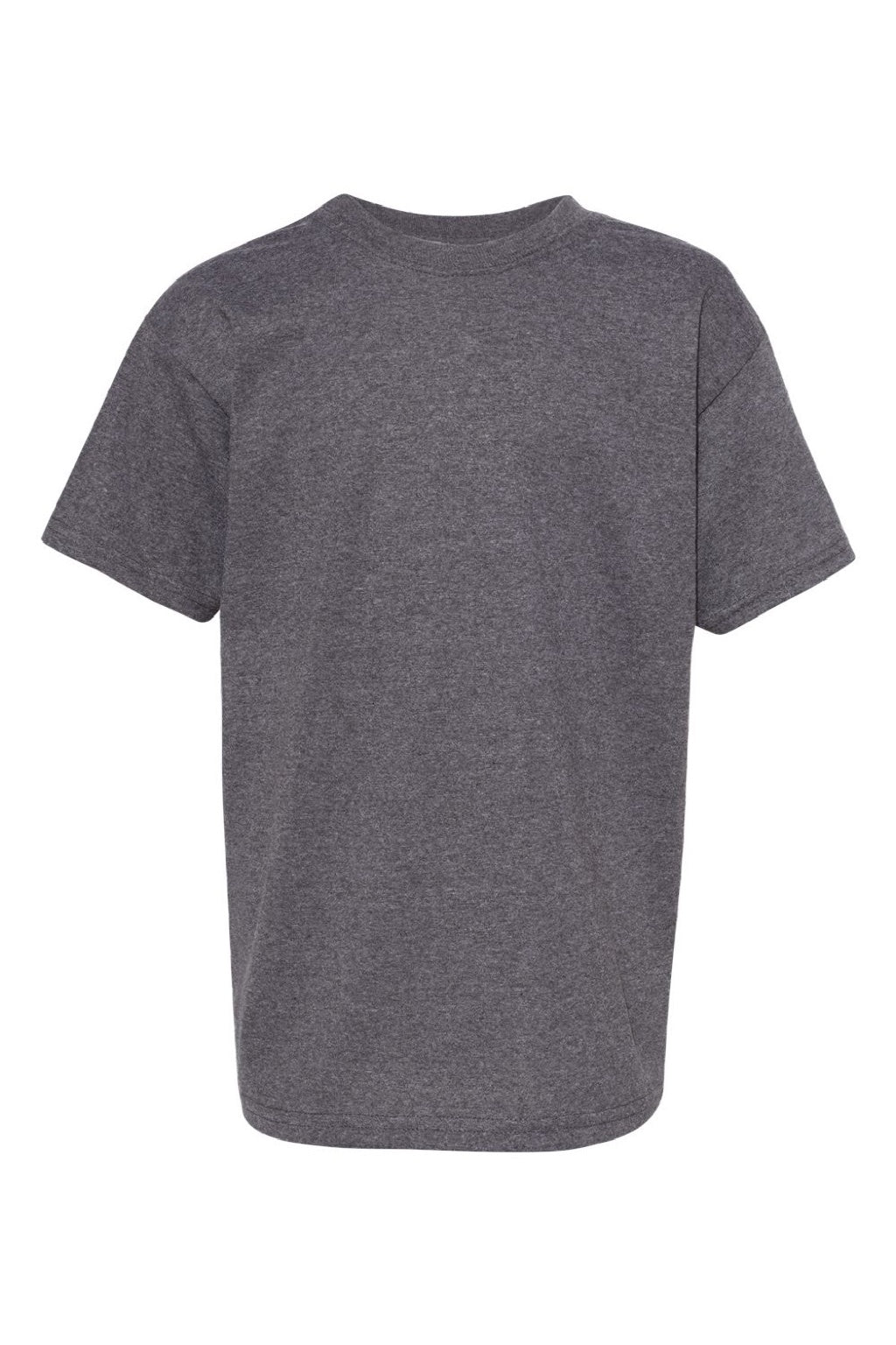 Hanes 5480 Youth Essential-T Short Sleeve Crewneck T-Shirt Heather Charcoal Grey Flat Front