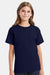 Hanes 5480 Youth Essential-T Short Sleeve Crewneck T-Shirt Navy Blue Model Front