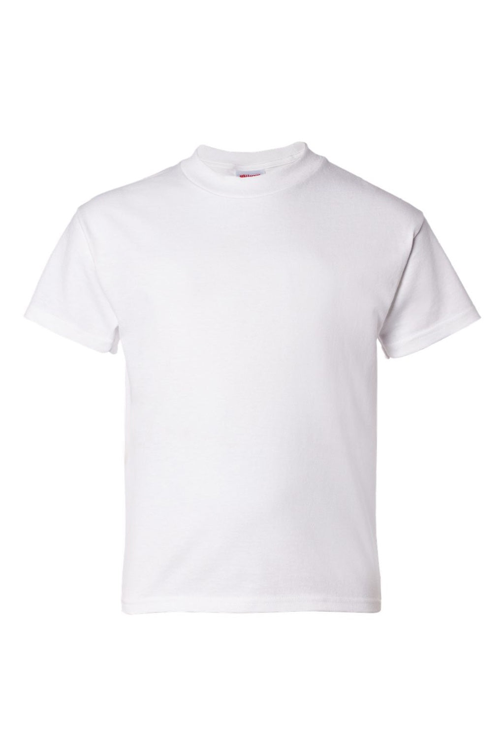 Hanes 5480 Youth Essential-T Short Sleeve Crewneck T-Shirt White Flat Front