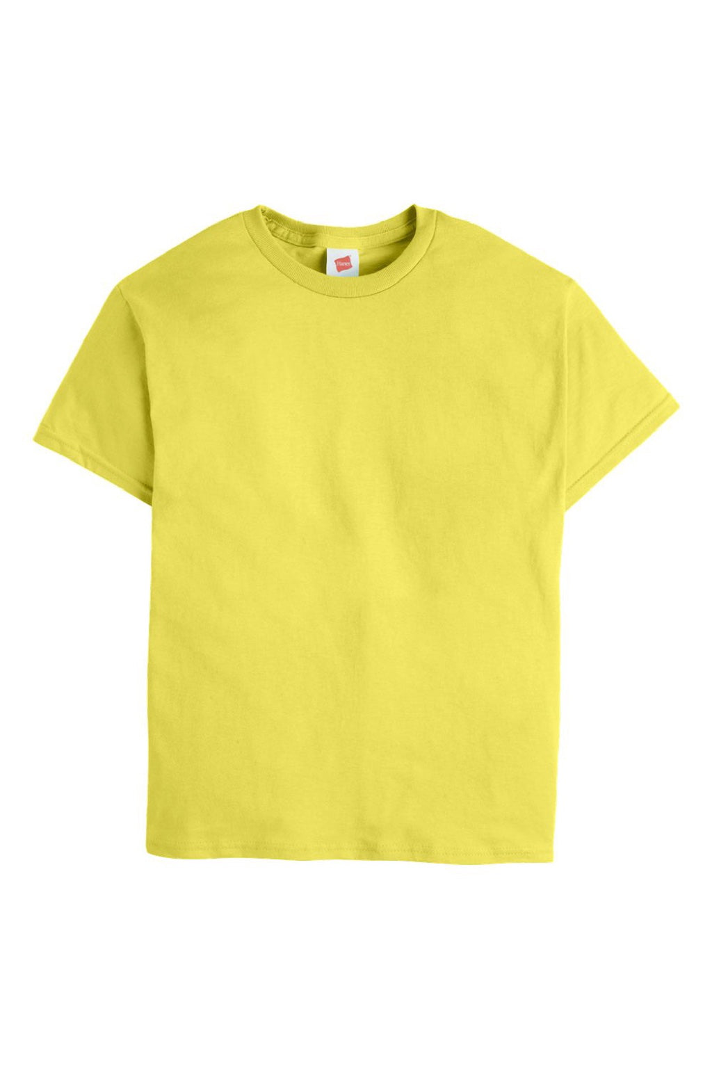 Hanes 5480 Youth Essential-T Short Sleeve Crewneck T-Shirt Yellow Flat Front