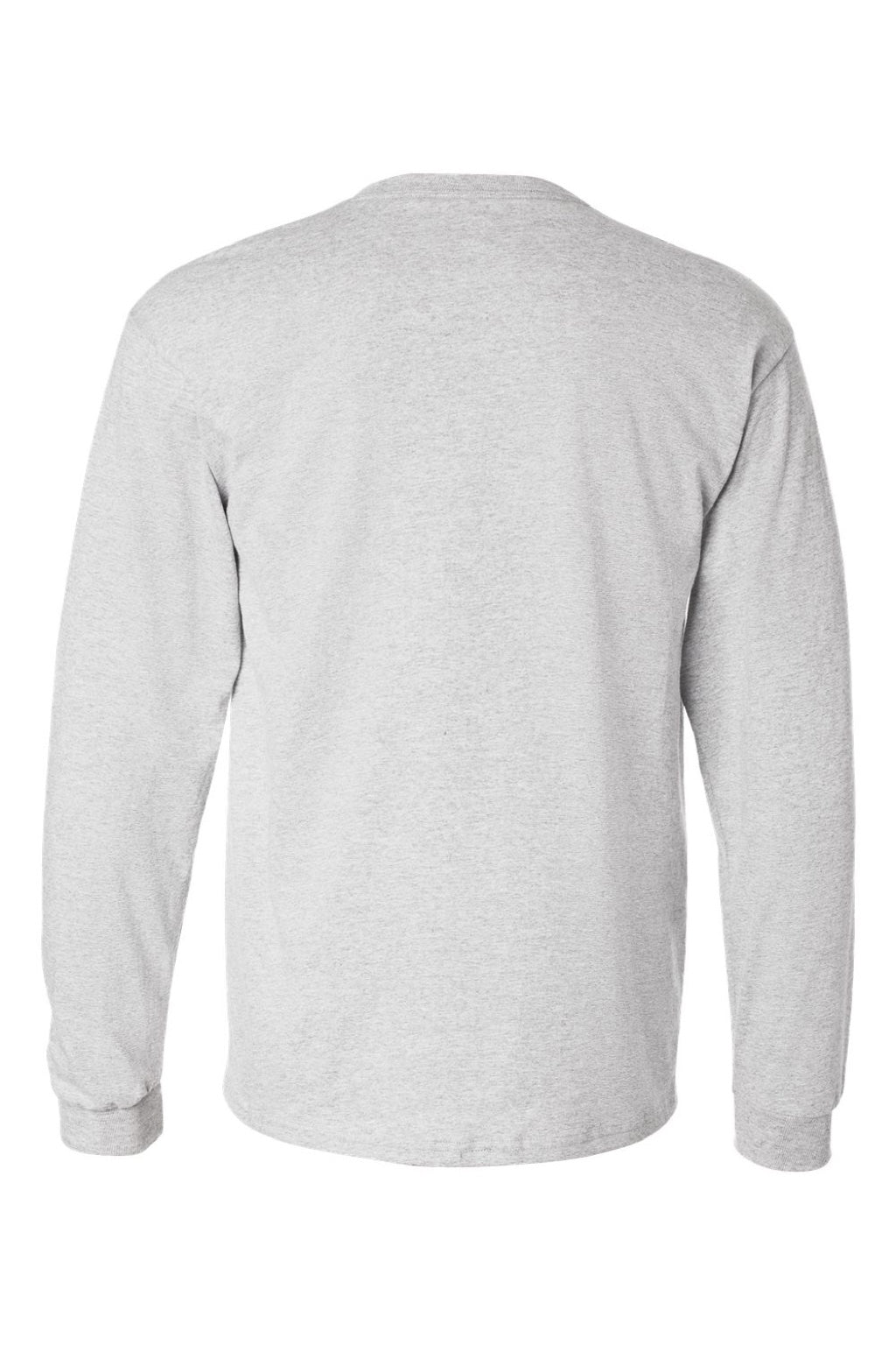 Hanes 5586 Mens Authentic Long Sleeve Crewneck T-Shirt Ash Grey Flat Back