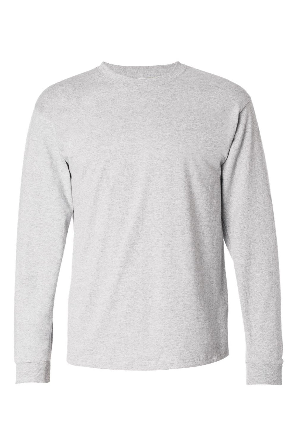 Hanes 5586 Mens Authentic Long Sleeve Crewneck T-Shirt Ash Grey Flat Front