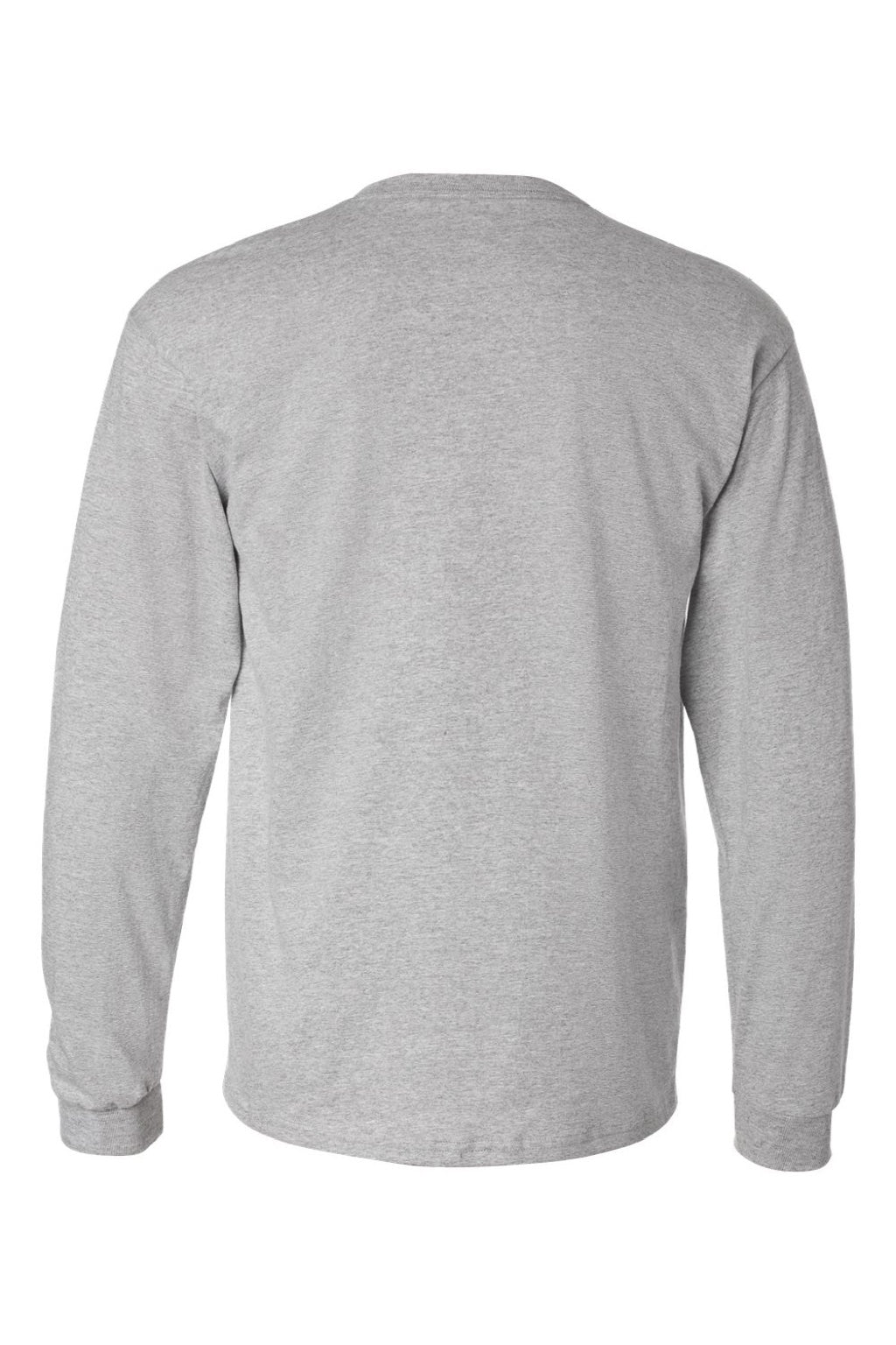 Hanes 5586 Mens Authentic Long Sleeve Crewneck T-Shirt Light Steel Grey Flat Back
