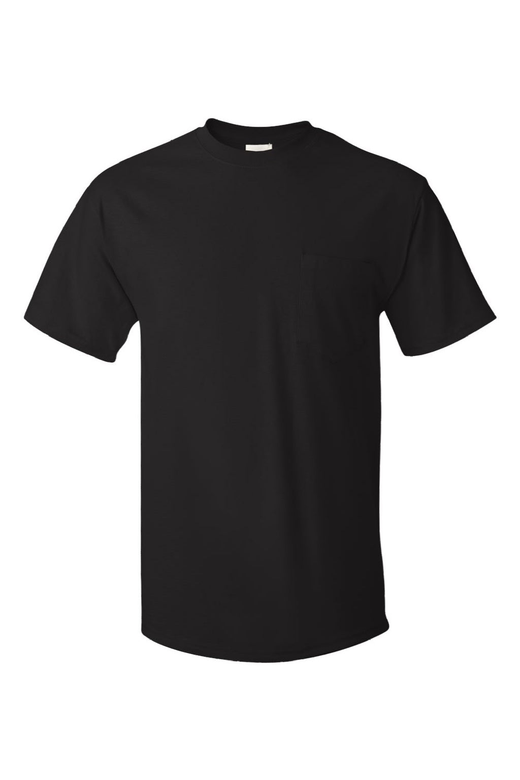 Hanes 5590 Mens Authentic Short Sleeve Crewneck T-Shirt w/ Pocket Black Flat Front