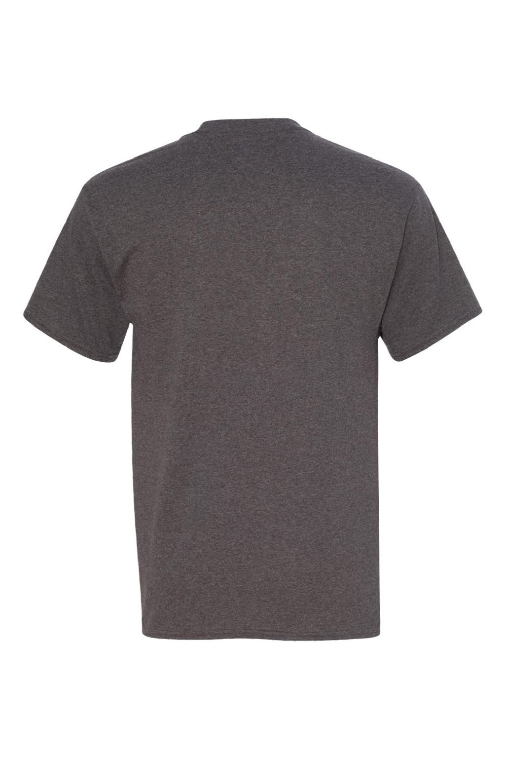 Hanes 5590 Mens Authentic Short Sleeve Crewneck T-Shirt w/ Pocket Heather Charcoal Grey Flat Back