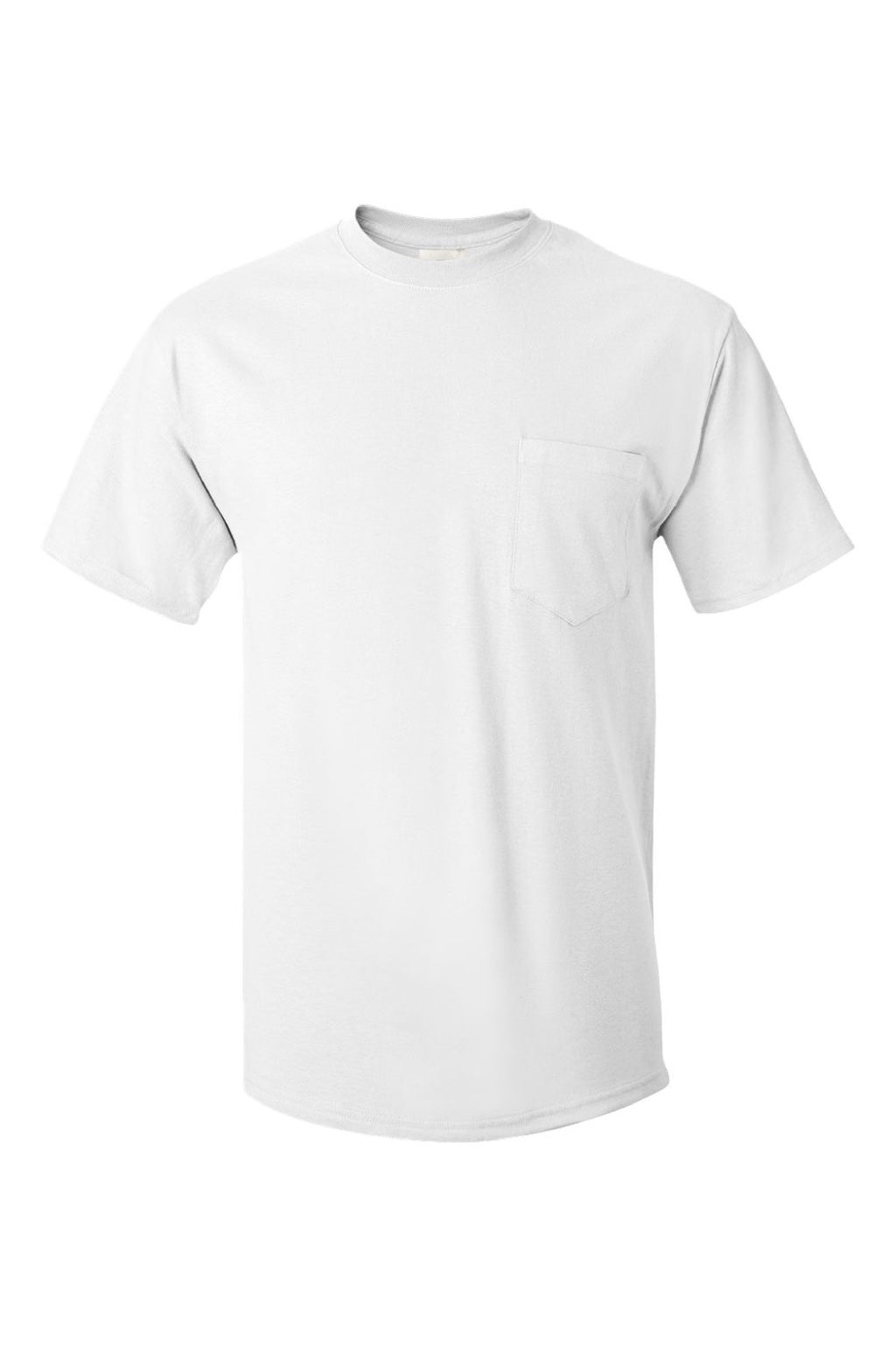 Hanes 5590 Mens Authentic Short Sleeve Crewneck T-Shirt w/ Pocket White Flat Front