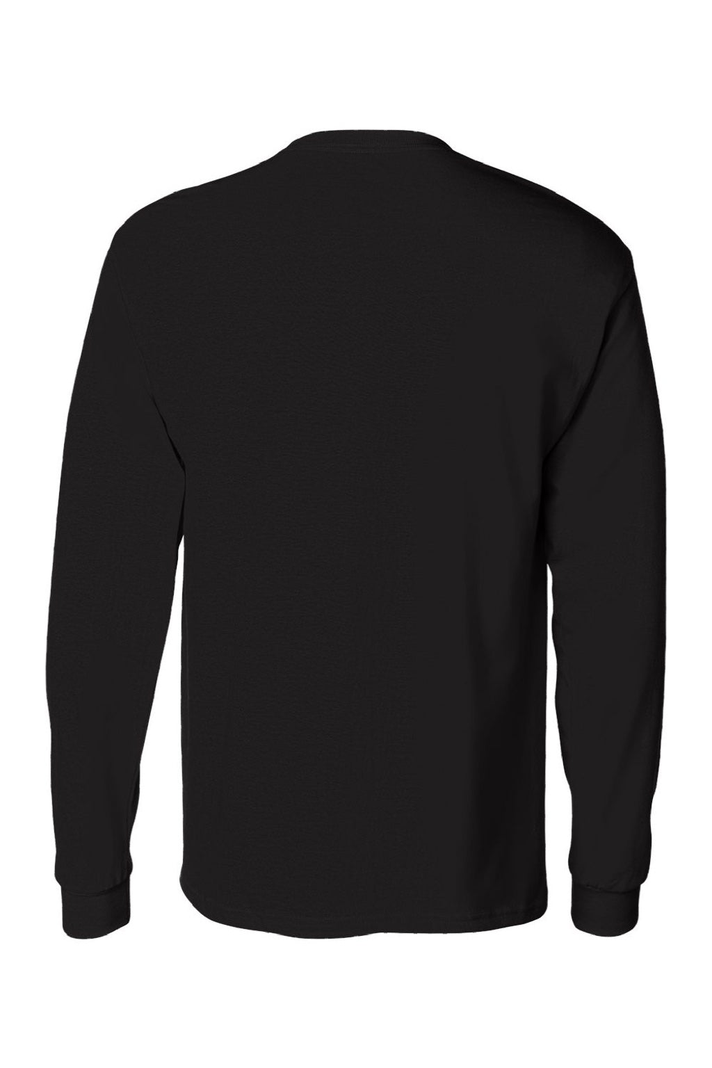 Hanes 5596 Mens Authentic Long Sleeve Crewneck T-Shirt w/ Pocket Black Flat Back