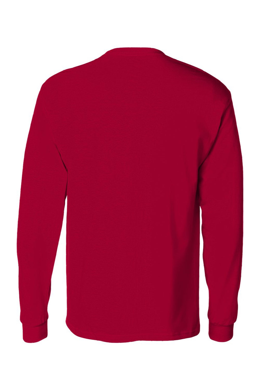 Hanes 5596 Mens Authentic Long Sleeve Crewneck T-Shirt w/ Pocket Deep Red Flat Back