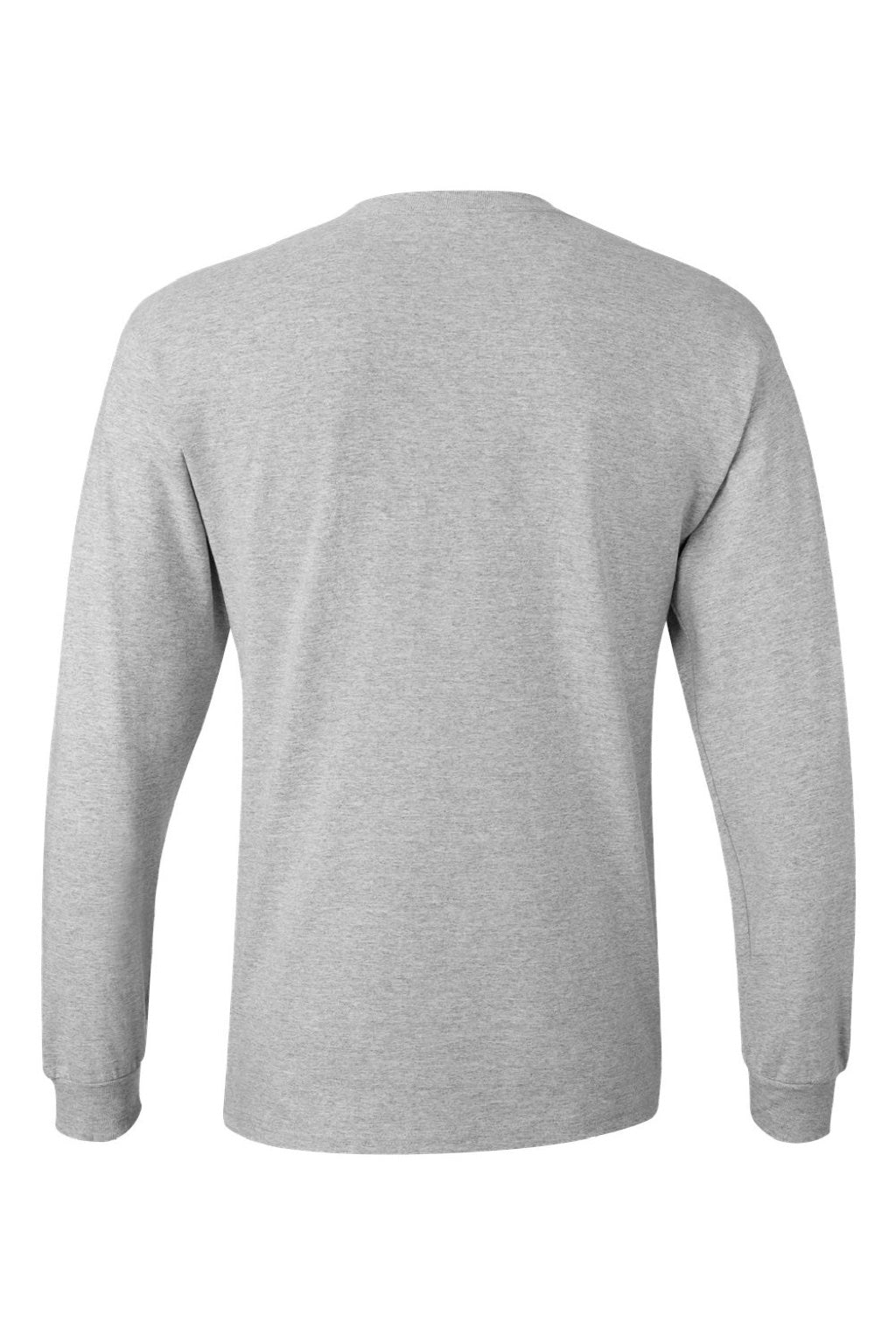 Hanes 5596 Mens Authentic Long Sleeve Crewneck T-Shirt w/ Pocket Light Steel Grey Flat Back